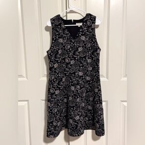 Ann Taylor Loft Outlet Black/Taupe Floral Knit Dress Sleeveless Women's Size 12